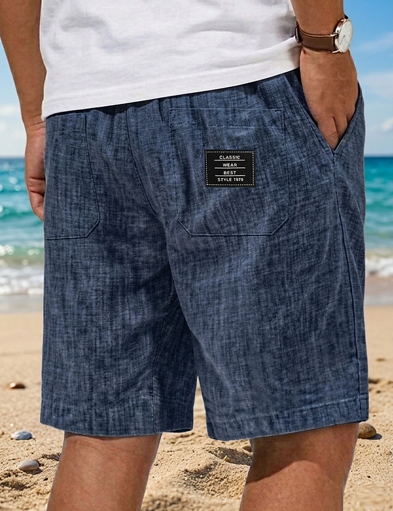 Homme Shorts Shorts en Lin Shorts d'été Shorts de plage Cordon de serrage Taille Élastique Uni Confort Respirant Longueur Genou Occasionnel Quotidien Extérieur ancien Vacances Gris blanc bleu marine de 2026 ? $24.99 –P6