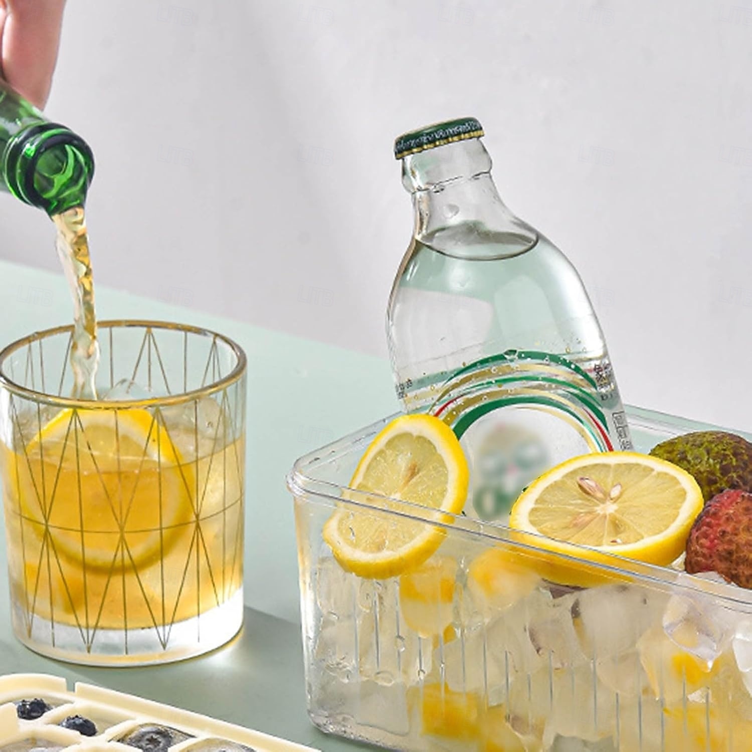 Bandeja para cubitos de hielo de 28/56 compartimentos con tapa y un solo botón. &Contenedor, máquina para hacer cubitos de hielo de fácil extracción con cuchara &Recipiente de almacenamiento, molde de 2026 - $11.99 –P11