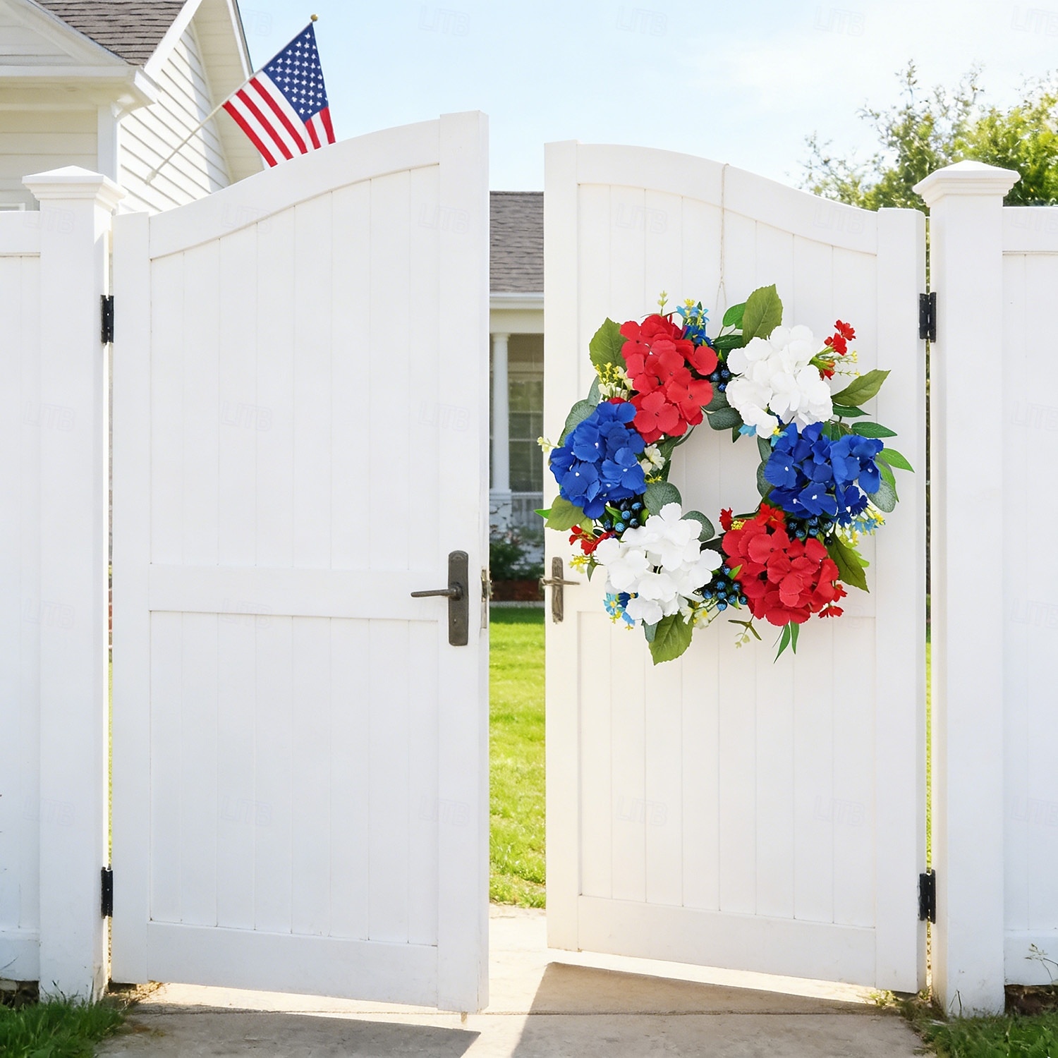Patriotic Wreath for Front Door 22 Inch 4th of July Red White and Blue Wreaths 250 Anniversary USA Outdoor Decorations America Summer Wreath with Hanger for Home Party Gift 2026 - $30.99 –P12