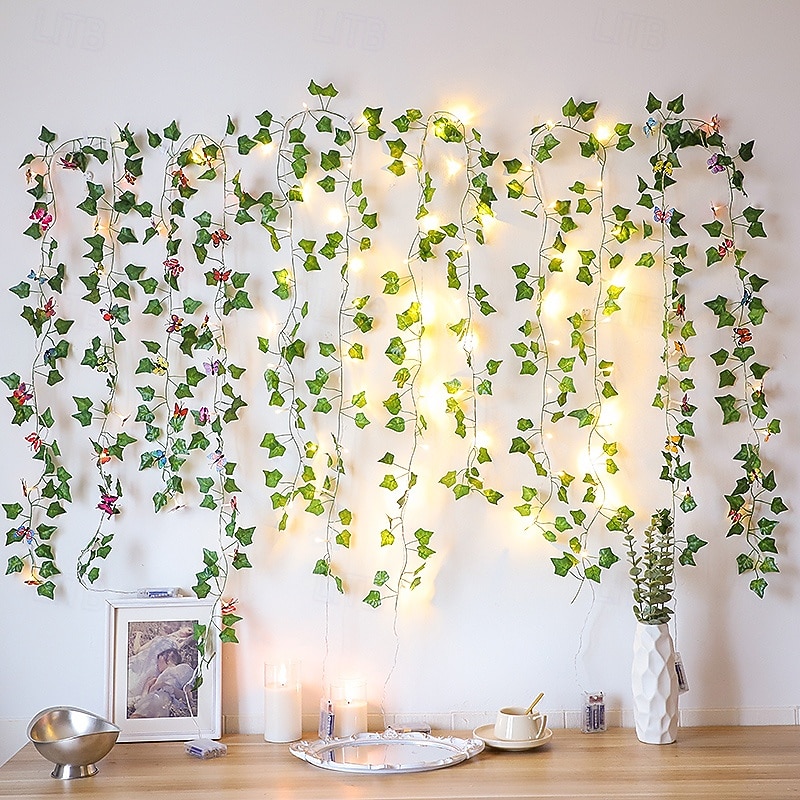 Lichterkette mit Schmetterlings-, Lilien- und Efeumotiven, für drinnen und draußen, geeignet für Wohnzimmer, Schlafzimmer, Terrasse, Garten, Hochzeiten und Partys, batterie-, kabel- oder 2026 - $10.99 –P21