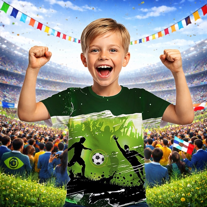 Boys' 3D Graphic Football Soccer T Shirts T shirt Tee Short Sleeve 3D Print Summer Spring Sports Fashion Streetwear Kids 4-12 Years Crew Neck Casual Daily Outdoor Regular Fit 2026 - $15.99 –P2