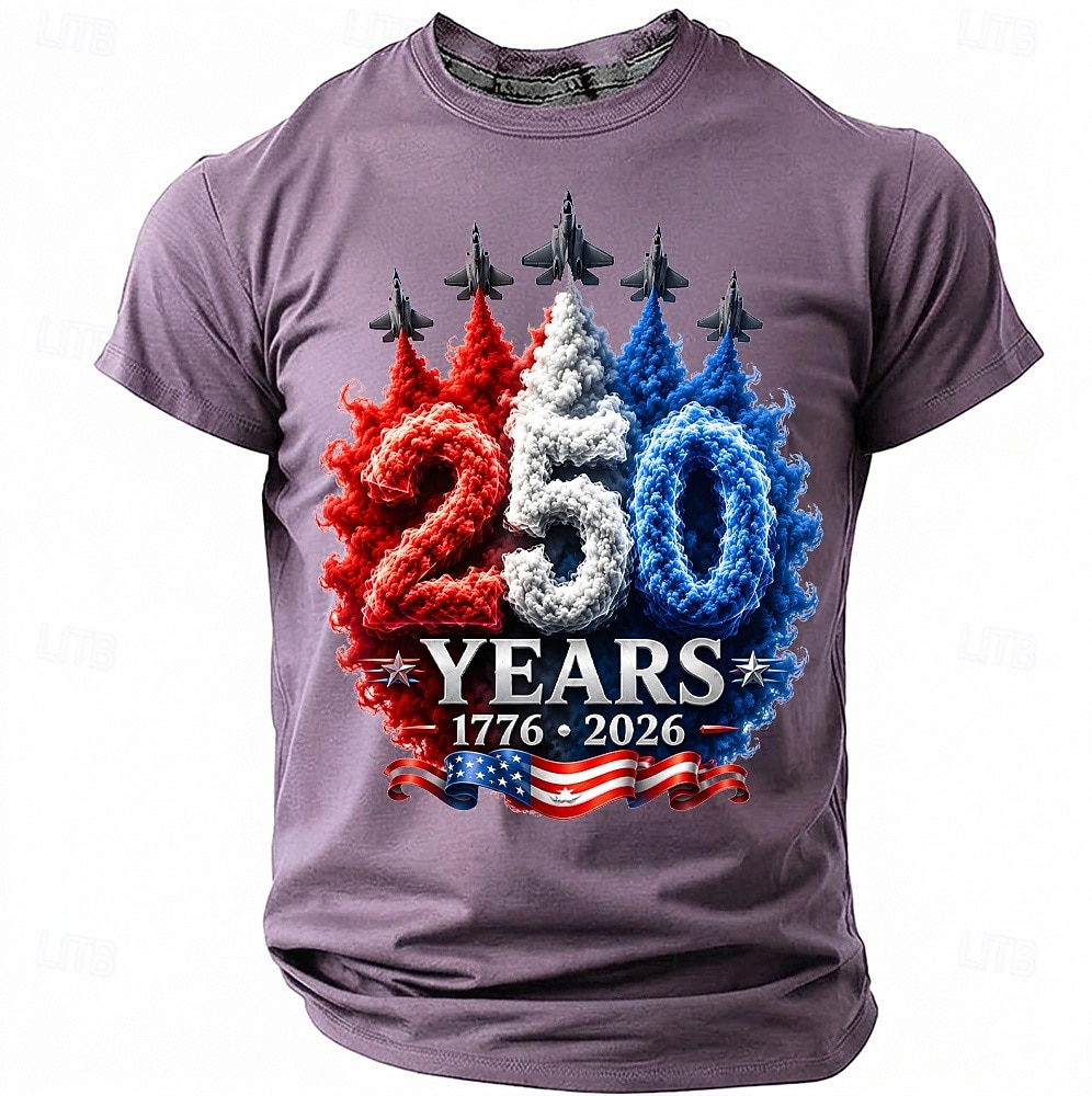 Men's 250th Anniversary Patriotic American Flag 1776 2026 Graphic T Shirt Short Sleeve Crew Neck Summer Street Top 2026 - $18.99 –P4