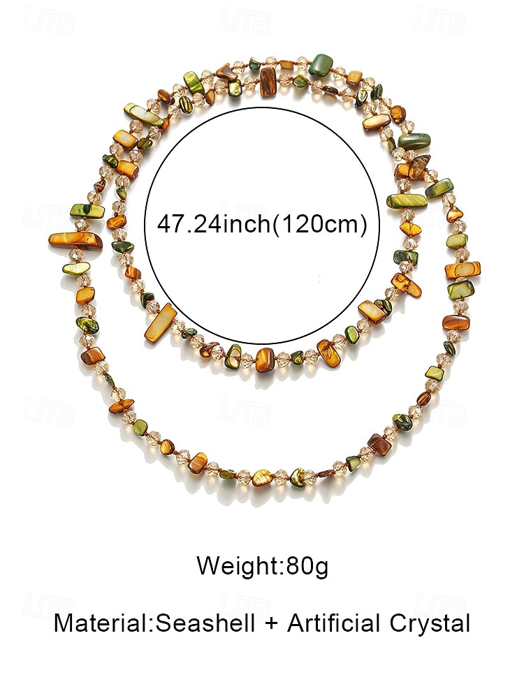 Women's Bohemian Shell Long Necklace, Multi Color Irregular Beaded Statement Jewelry for Beach Vacation, Summer Travel, Daily Casual Wear 2026 - $11.99 –P11