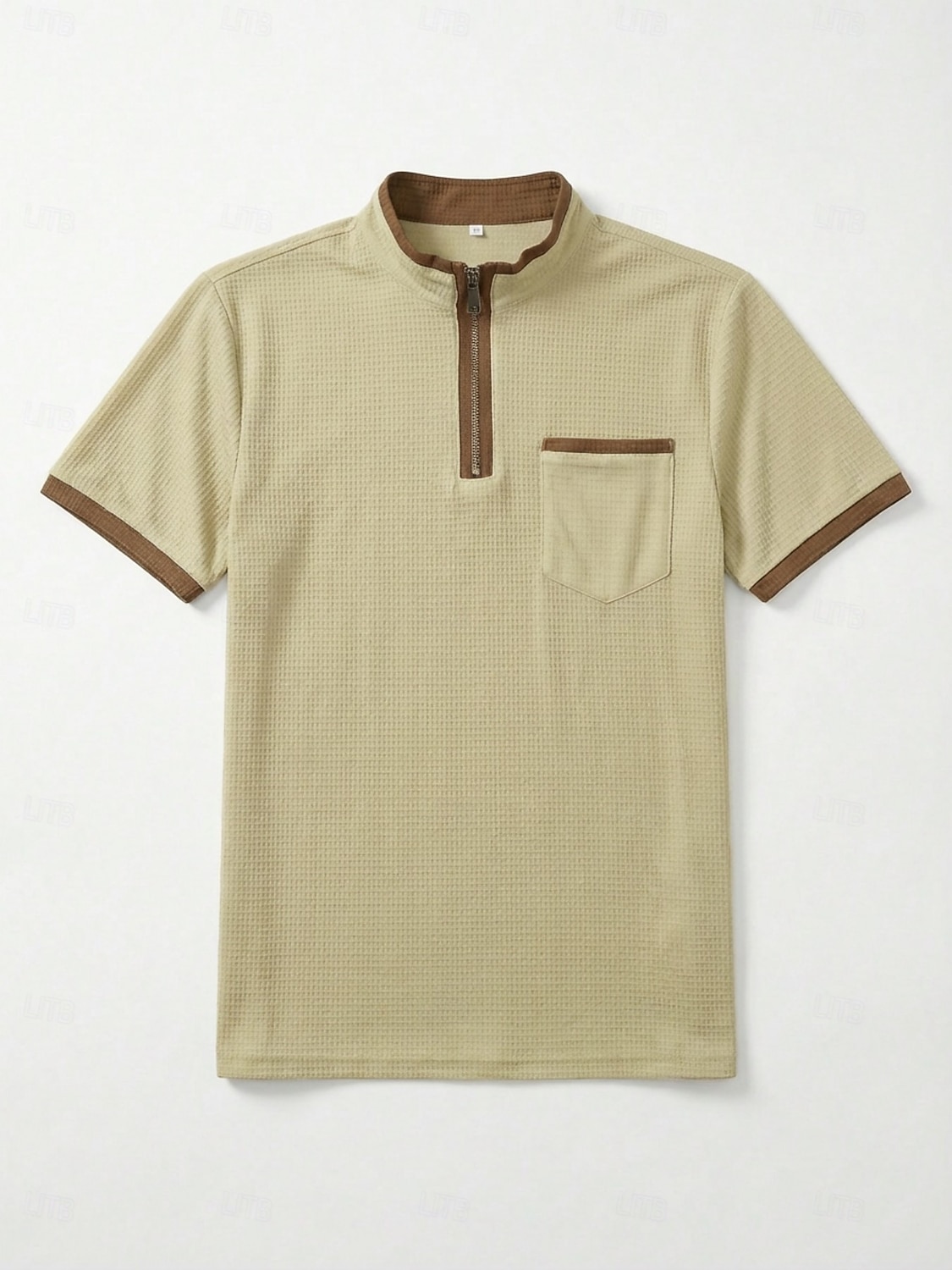 Homme Chemises Polo Gaufre Texturé Occasionnel Vacances Revers Zip quart Manche Courte Mode Basique Uni Bloc de Couleur Printemps & Été Été Printemps Coupe régulière Noir Blanche bleu marine Kaki Gris de 2026 ? $20.99 –P8