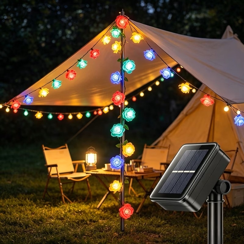Solar Rose Fairy String Lights 30/50 LEDs  Outdoor Waterproof Atmosphere Lights for Gardens Balconies Fences Holiday Wedding Party Decoration 2026 - $19.99 –P4