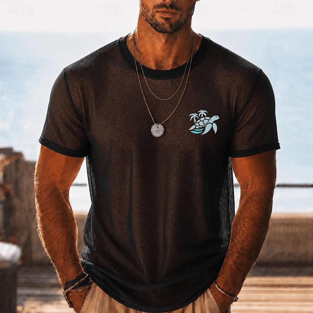 Camiseta de malla transparente para hombre, camisa de playa translúcida, top de verano para discoteca para hombre 2026 - $18.99 –P3