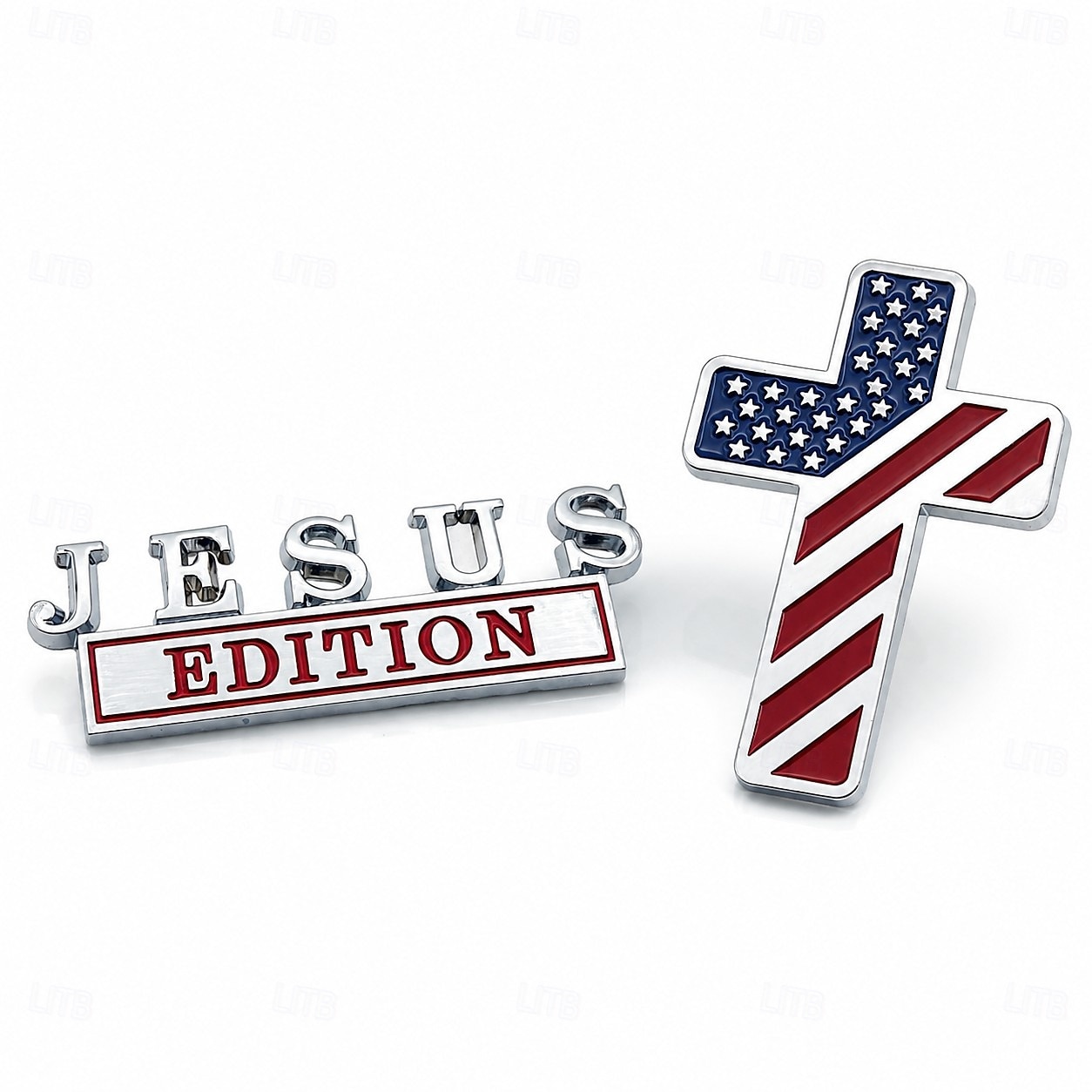 2-pack välsignad Jesus-utgåva korsemblem metallmärke, kristen tro bilemblemklistermärke, krom 3D-bildekal för lastbil SUV motorcykel, religiöst korsemblem exteriöra tillbehör present till män kvinnor 2026 - $15.99 –P1