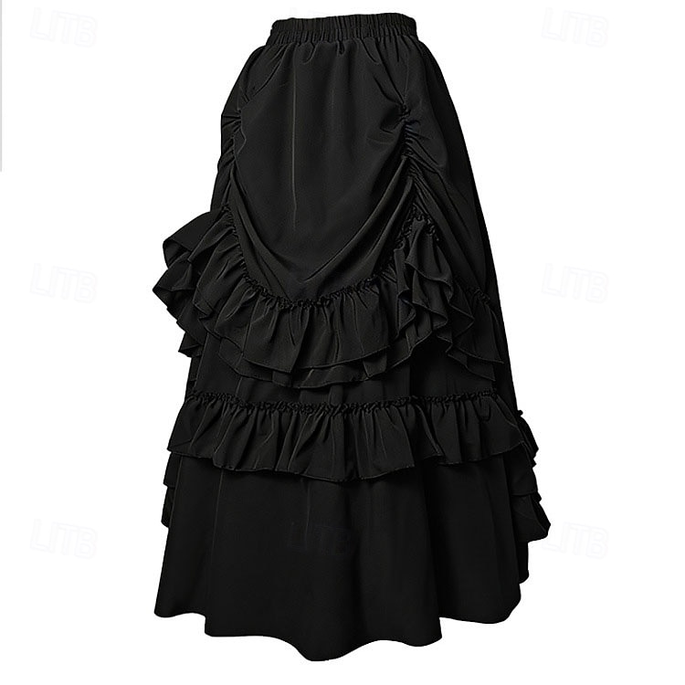 Retro Antiguo Victoriano Medieval Falda Bruja Princesas Aristócrata Volante Disfraz Mujer Víspera de Todos los Santos Carnaval Feria del Renacimiento LARP Adulto Falda 2026 - $50.99 –P11