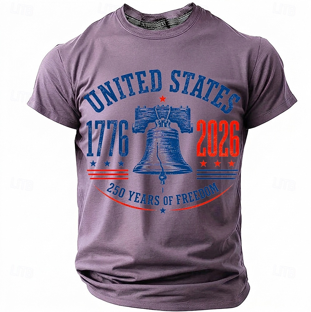 250 aniversario, 4 de julio, '250 años de libertad', campana de la libertad, Estados Unidos, 1776-2026, camiseta patriótica vintage para hombre, cuello redondo, manga corta, regalo del Día de la 2026 - $18.99 –P2