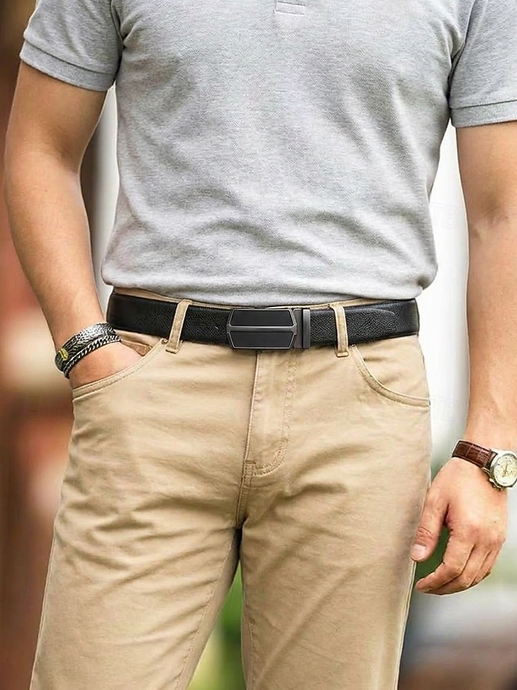 Men's Genuine Leather Ratchet Belt, Adjustable Dress Belt with Multiple Automatic Buckle Styles for Wedding Parties, Travel Vacation and Daily Casual Wear 2026 - $18.99 –P2