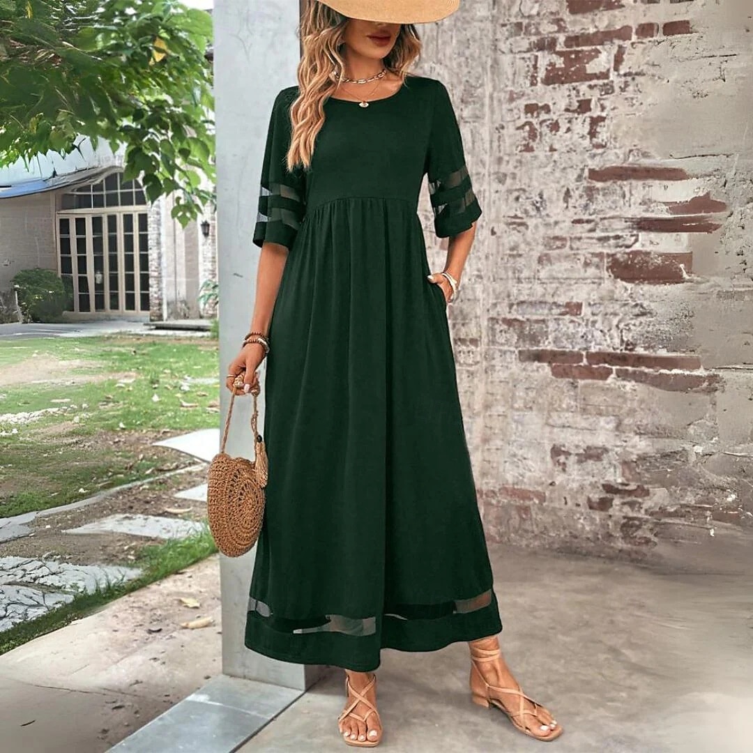 Women's Maxi Dress Sundress Casual Dress Vacation Casual Boho Beach Party Date Regular Fit Plain Half Sleeve Crew Neck Black Red Green Summer Spring 2026 - $37.99 –P5