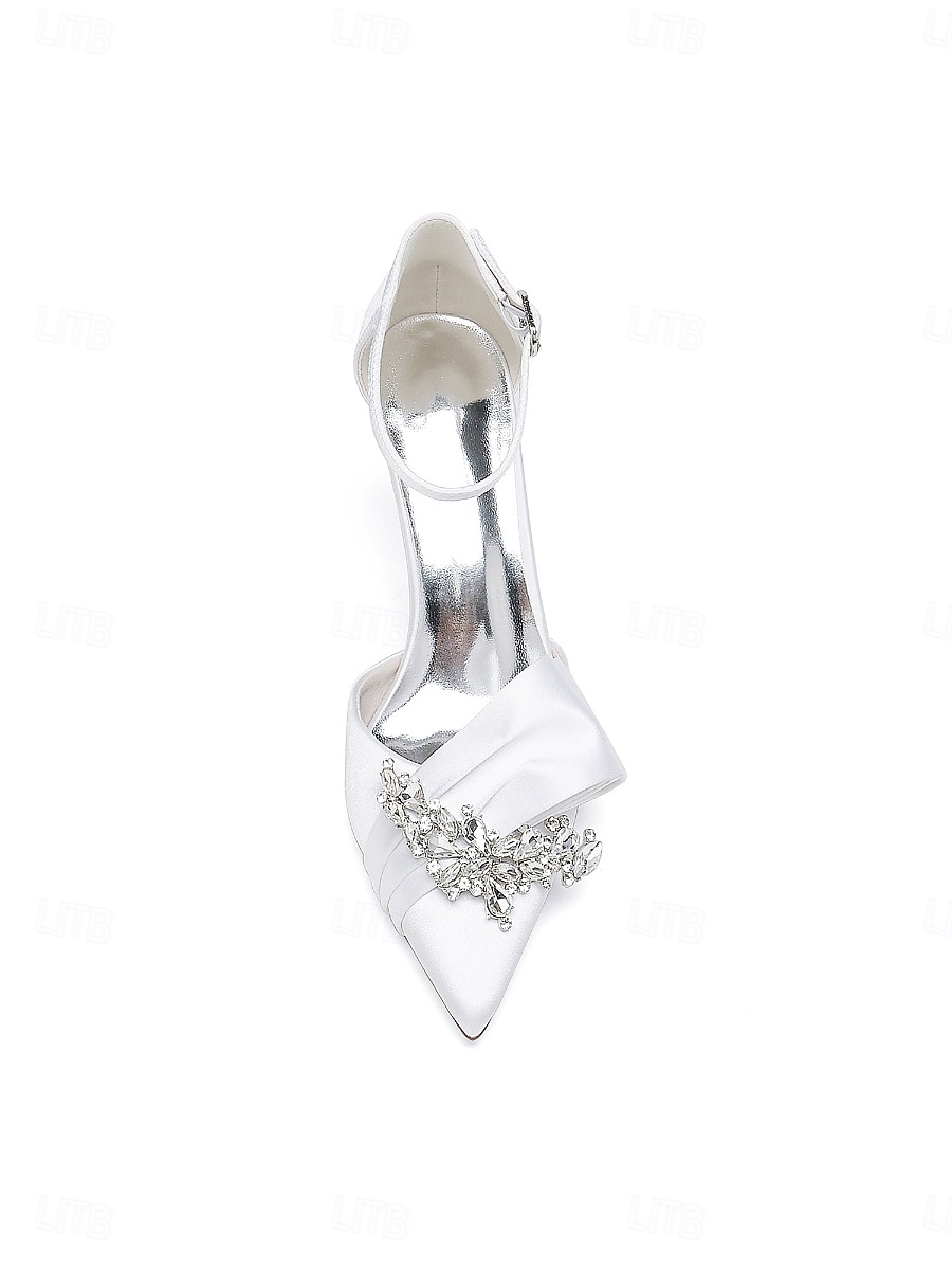 Women's Sophisticated Navy Blue Satin Block Heel Shoes with Bow and Crystal Brooch for Mother of the Bride 2026 - $59.99 –P5