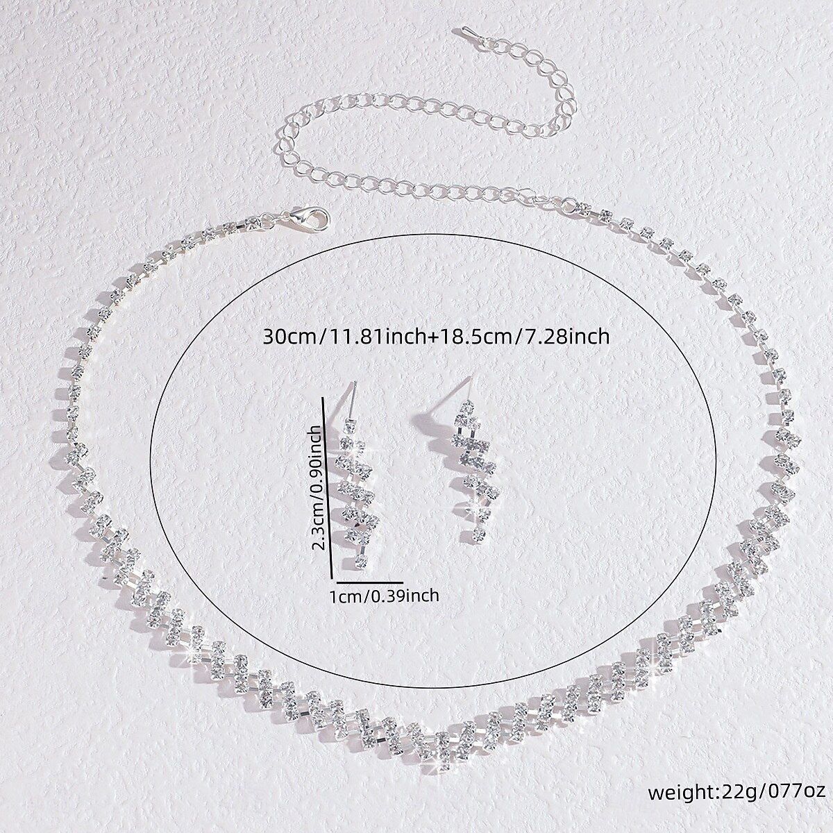 Earrings Set Two-piece Suit Rhinestone Chrome Earrings Necklace Women's Elegant Jewelry Set For Wedding 2026 - $17.49 –P5