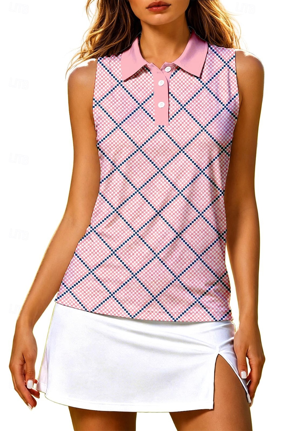 Per donna A quadri Top Maglietta sportiva Polo da golf Canotta Senza Maniche Floreale Bottoni UPF50+ Resistente ai Raggi UV Alta elasticità Traspirante Pallavolo Tennis Golf Colletto Collo ripiegato del 2026 a $17.99 –P3