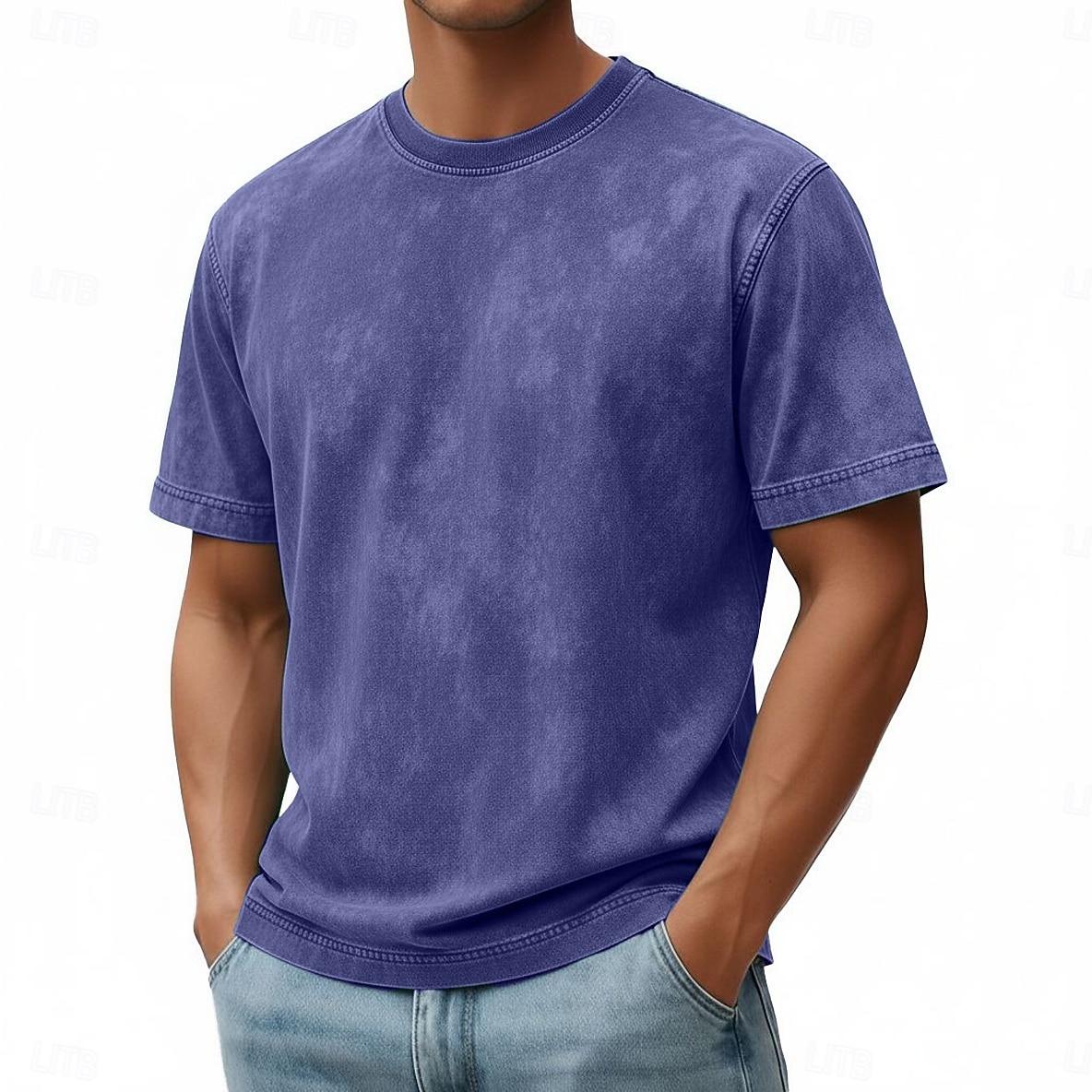 Bărbați Tricou Cămașă de spălat cu acid 100% bumbac Tee Top Manșon scurt Stil Nautic Vară Primăvară Toamnă Simplu Retro / vintage Casual Stil Vintage Vopsit în haine Îndurerat Casual Albastru piscin 2026 - $28.99 –P12