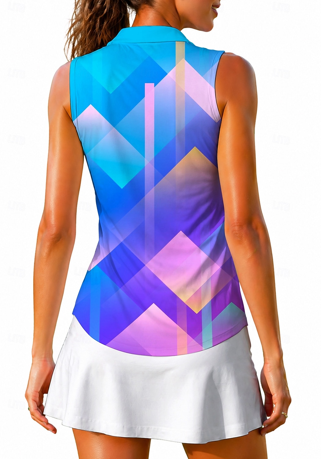 Women's Geometric Gradient Tops Sport Shirt Golf Polo Shirt Tennis Shirt Sleeveless Zipper Floral UPF50+ UV Resistant High Elasticity Moisture Wicking Breathable Tennis Golf Pickleball Collar Turndown 2026 - $20.99 –P3