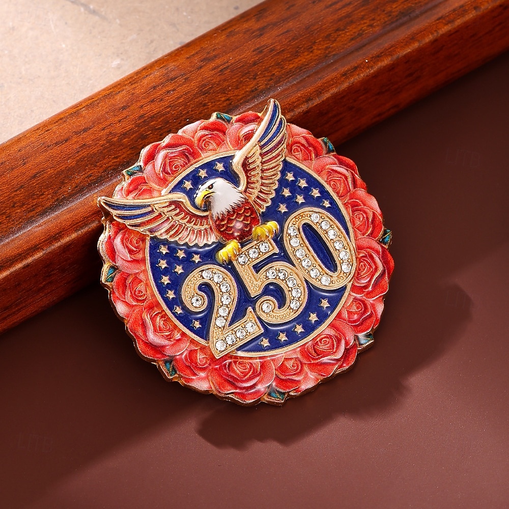 2 Stück US-Broschen zum 250. Jahrestag, patriotischer Adler &Rosenkranz-Anstecknadeln aus Emaille, Gedenkabzeichen mit Strasssteinen (USA 1776–2026), Sammlerstück zum Unabhängigkeitstag und Memorial 2026 - $15.99 –P2