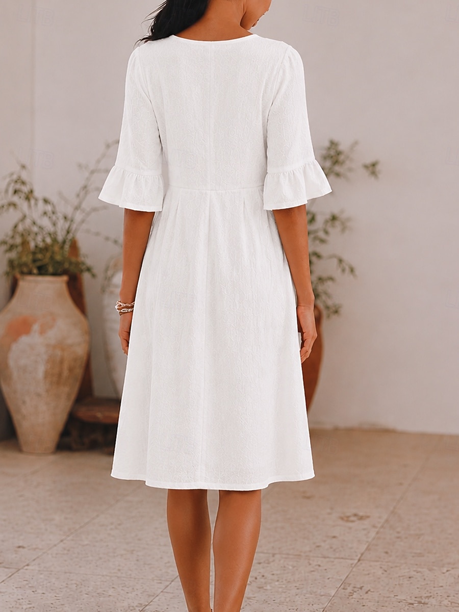 Femmes Robe Longueur Genou Robe fourreau Occasionnel Coupe régulière Uni Manche 3/4 Col en V Blanche Été Printemps de 2026 ? $33.99 –P2