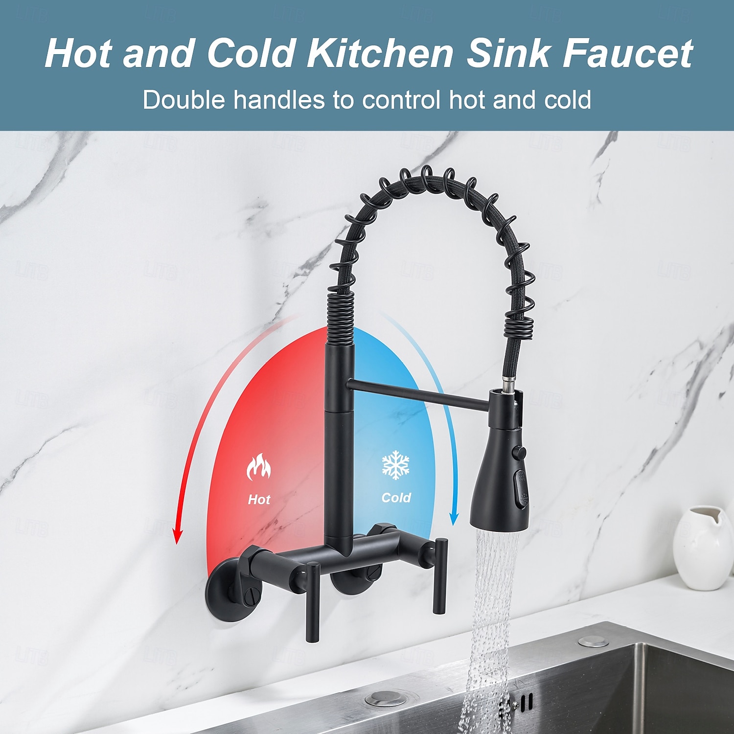 Kitchen faucet - Two Handles Two Holes Electroplated / Painted Finishes Pull-out / Pull-down / Standard Spout / Tall / High Arc Wall Mounted Modern Contemporary Kitchen Taps 2026 - $279.19 –P5