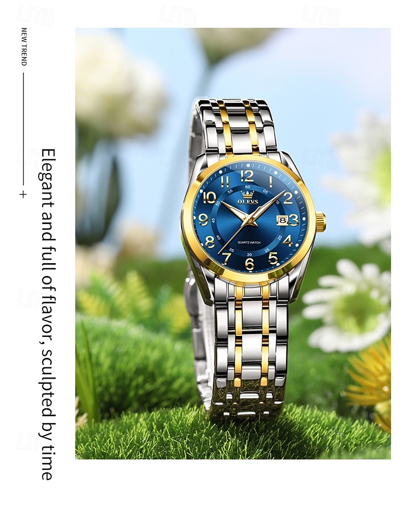 OLEVS Women's Watch Silver Stainless Steel Bracelet Black Dial Arabic Numerals Analog Quartz Watch with Date Display Waterproof Fashion Ladies Dress Watch for Women 2026 - $38.99 –P11