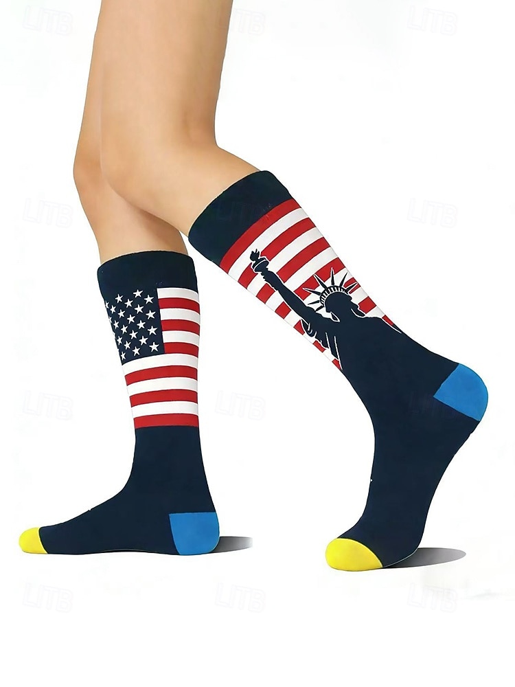 Șosete patriotice pentru bărbați - amestec de bumbac cu steagul SUA &șosete cu model de bancnotă de un dolar pentru a 250-a aniversare a Americii, Ziua Independenței, sporturi în aer liber &ținute 2026 - $9.99 –P8