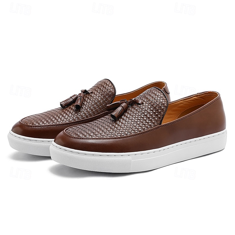 Mocassini da uomo in pelle intrecciata, scarpe eleganti casual senza lacci, scarpe leggere e comode per l'ufficio, i viaggi e l'uso quotidiano. del 2026 a $46.99 –P1