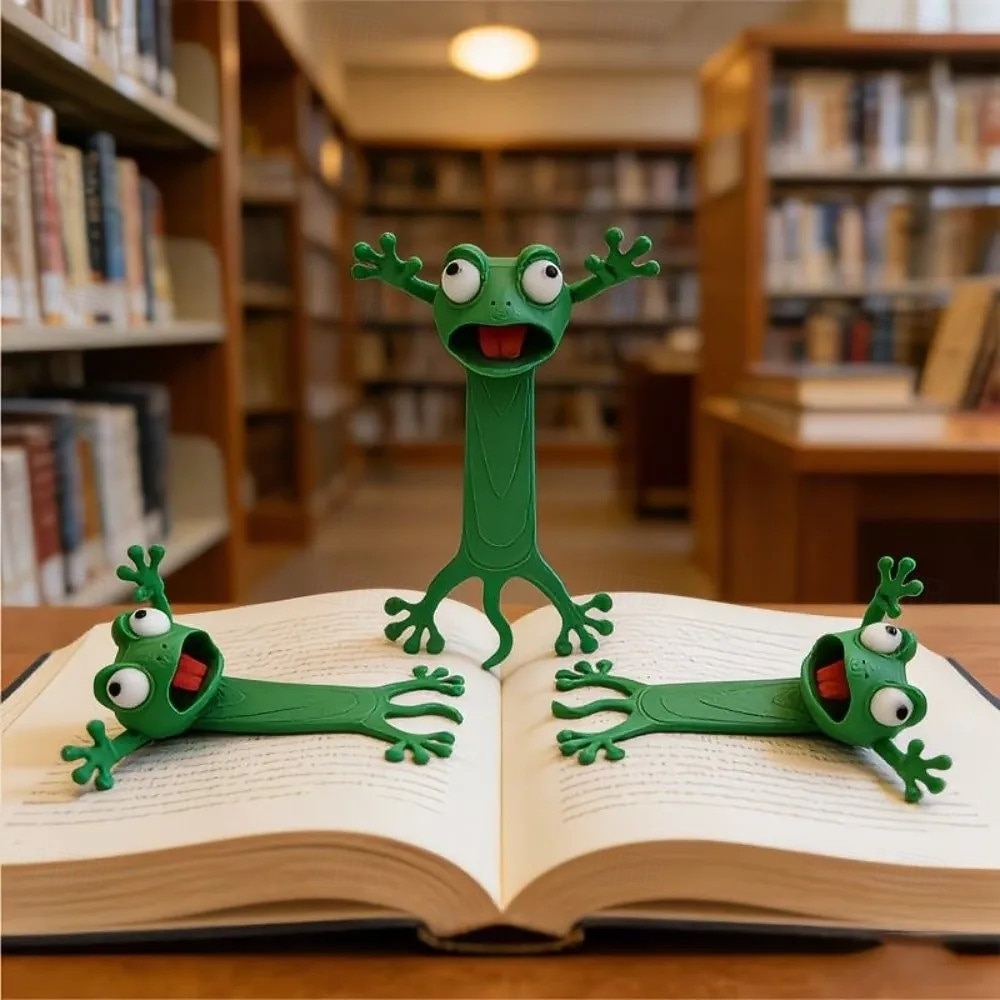 vicces 3D béka könyvjelző, aranyos zöld állatos oldaljelölő, kreatív olvasási ajándék gyerekeknek és felnőtteknek, könyvkedvelőknek, egyedi könyvjelzők könyvmoly diákoknak 2026 - $9.99 –P2