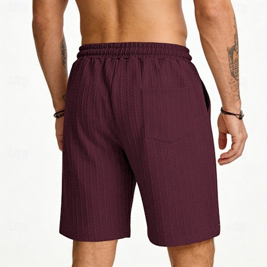 Men's Shorts Summer Shorts Beach Shorts Casual Shorts Jacquard Pocket Elastic Waist Plain Comfort Breathable Knee Length Outdoor Beach Vacation Vacation Fashion Khaki Black Micro-elastic 2026 - $21.99 –P18