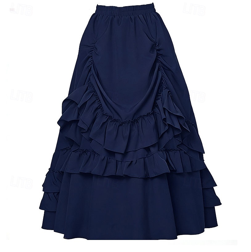 Retro Antiguo Victoriano Medieval Falda Bruja Princesas Aristócrata Volante Disfraz Mujer Víspera de Todos los Santos Carnaval Feria del Renacimiento LARP Adulto Falda 2026 - $50.99 –P6
