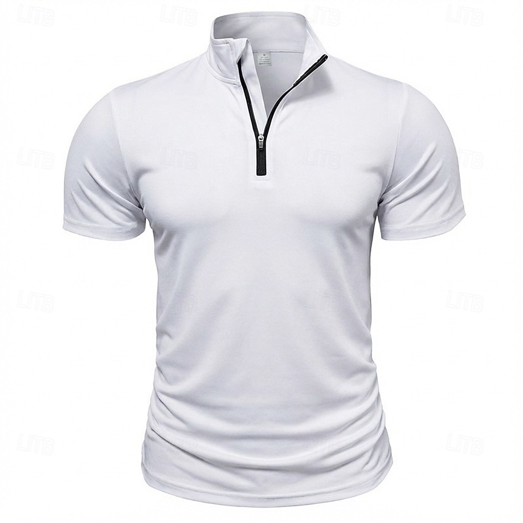Men's Polo Shirts Zip Polo Casual Daily Quarter Zip Short Sleeve Fashion Basic Plain Lightweight Quarter Zip Summer Spring Blue White Pink Dark Green Purple Orange Polo Shirts 2026 - $21.99 –P6