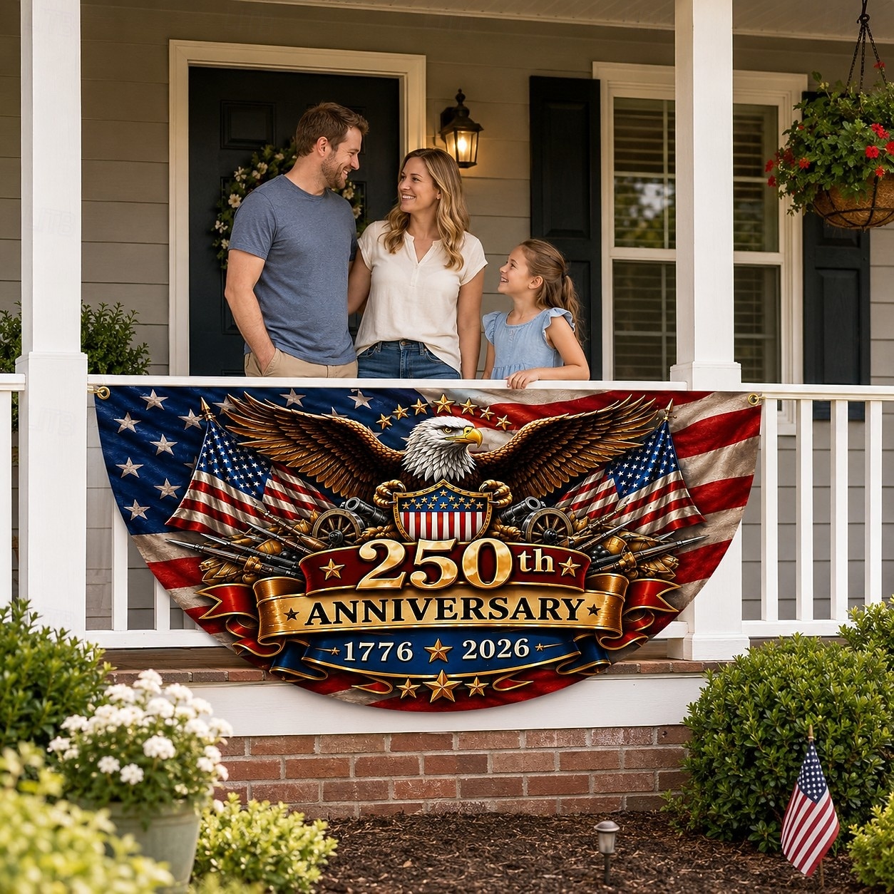 Wimpelkette zum 250. Jahrestag der Unabhängigkeit der USA (1776–2026), halbrunder Fächer, patriotische amerikanische Wimpelkette für den Außenbereich, z. B. für Haus, Veranda, Garten oder als Dekoration zum Unabhängigkeitstag. 2026 - $24.99 –P2