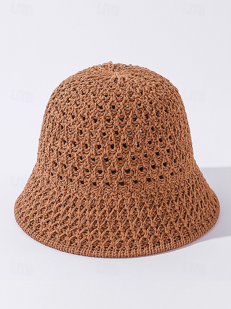 dame vintage stråbøttehatt – håndvevd pustende solhatt, lett &sammenleggbar, elegant strandhatt for sommerferier, reiser og utendørsaktiviteter 2026 - $9.99 –P8