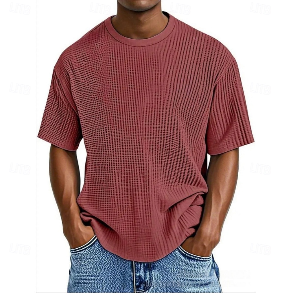Per uomo Maglietta Waffle Maglietta Camicia a Maniche Corte Manica Corta Girocollo Estate Primavera Tinta unica Streetwear Elegante Tempo libero Jacquard Quotidiano All'aperto Vacanza Bianco Nero del 2026 a $18.99 –P4