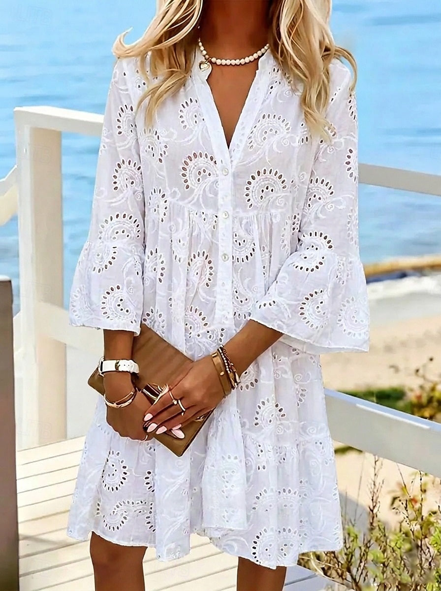 white knee length summer dress Knee-Length White Dresses
