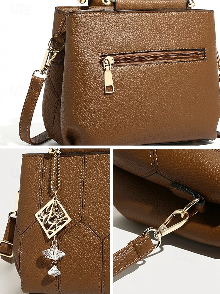 Geantă de damă din piele ecologică, geantă multicoloră cu pandantiv tip ciucure, curea reglabilă pentru mânerul superior, umăr, crossbody, cadouri pentru întâlniri, purtare zilnică 2026 - $24.99 –P11
