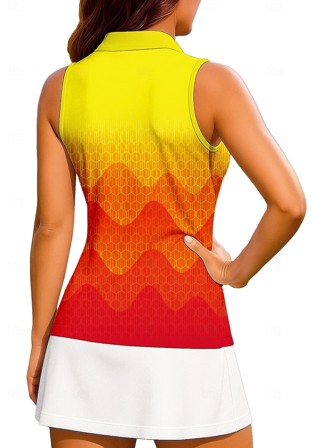 Mulheres Geométrica Abstrato Tops Camisa Esportiva Camisa polo de caminhada Camisa de tênis Sem Manga Zíper Floral UPF50+ Resistente a UV Elasticidade Alta Pavio Humido Respirável Voleibal Tênis Golfe de 2026 por $17.99 –P3