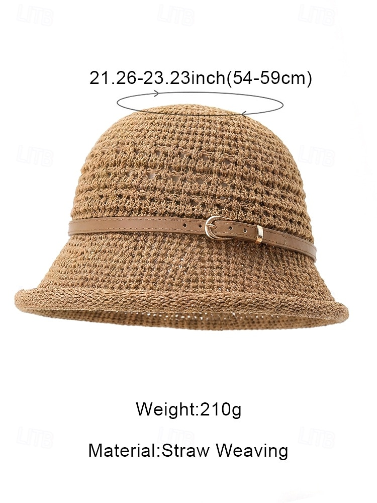 Women's Polyester Woven Bucket Hat with Leather Belt, Lightweight Summer Sun Hat for Vacation, Beach, Outdoor Casual and Daily Wear 2026 - $14.99 –P8