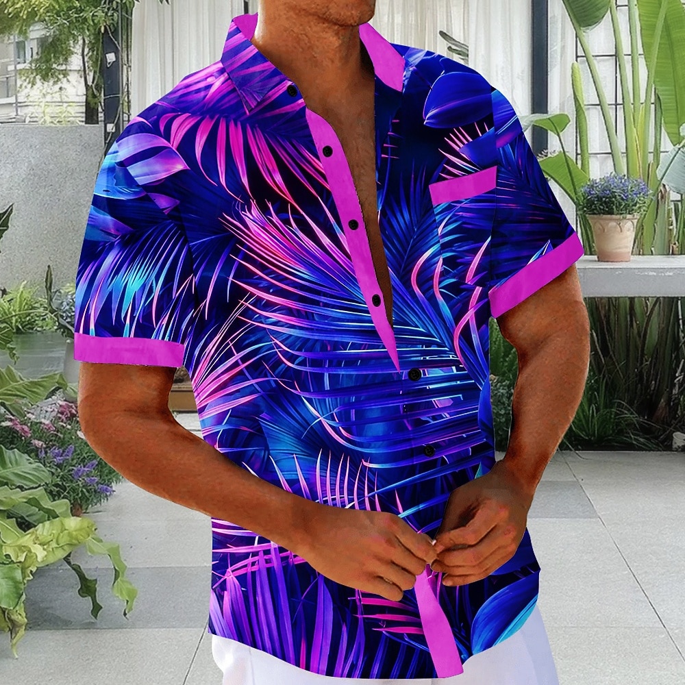 Men's Coconut Tree Tropical Plants Summer Hawaiian Shirt Tropical Shirts Aloha Shirt Short Sleeve Hawaiian Daily Holiday Summer Spring Turndown 3D Print Front One Pocket Button Up Shirts Blue Purple 2026 - $25.99 –P1