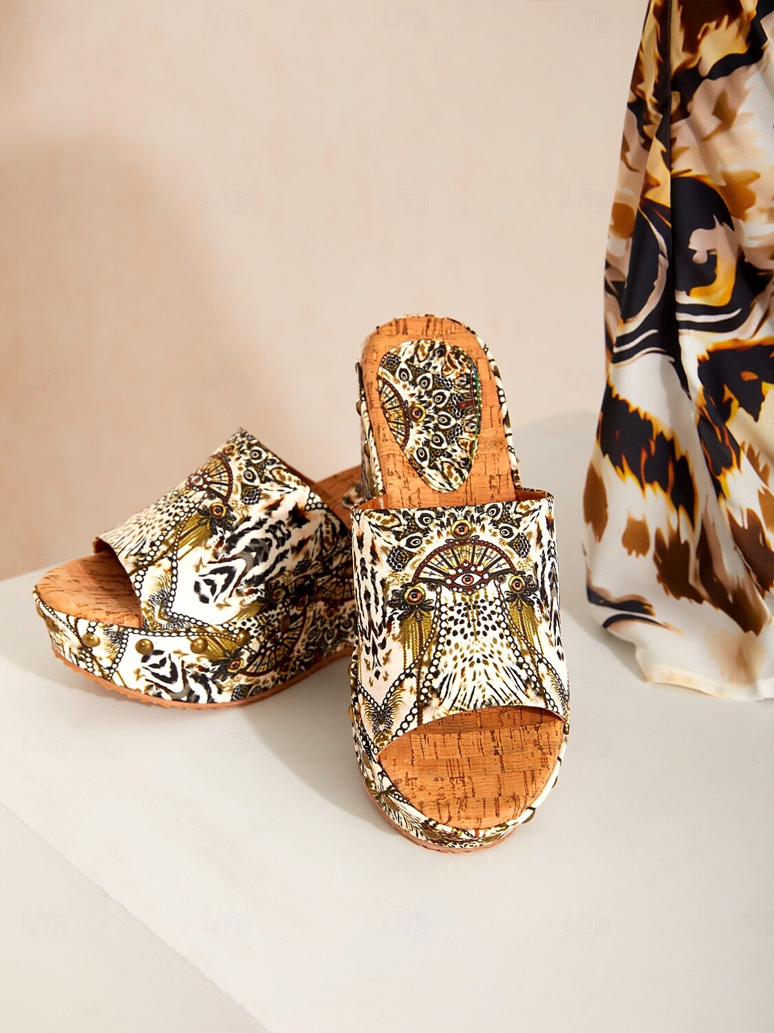 mules à talons hauts en toile léopard vintage de 2026 ? $159.99 –P1