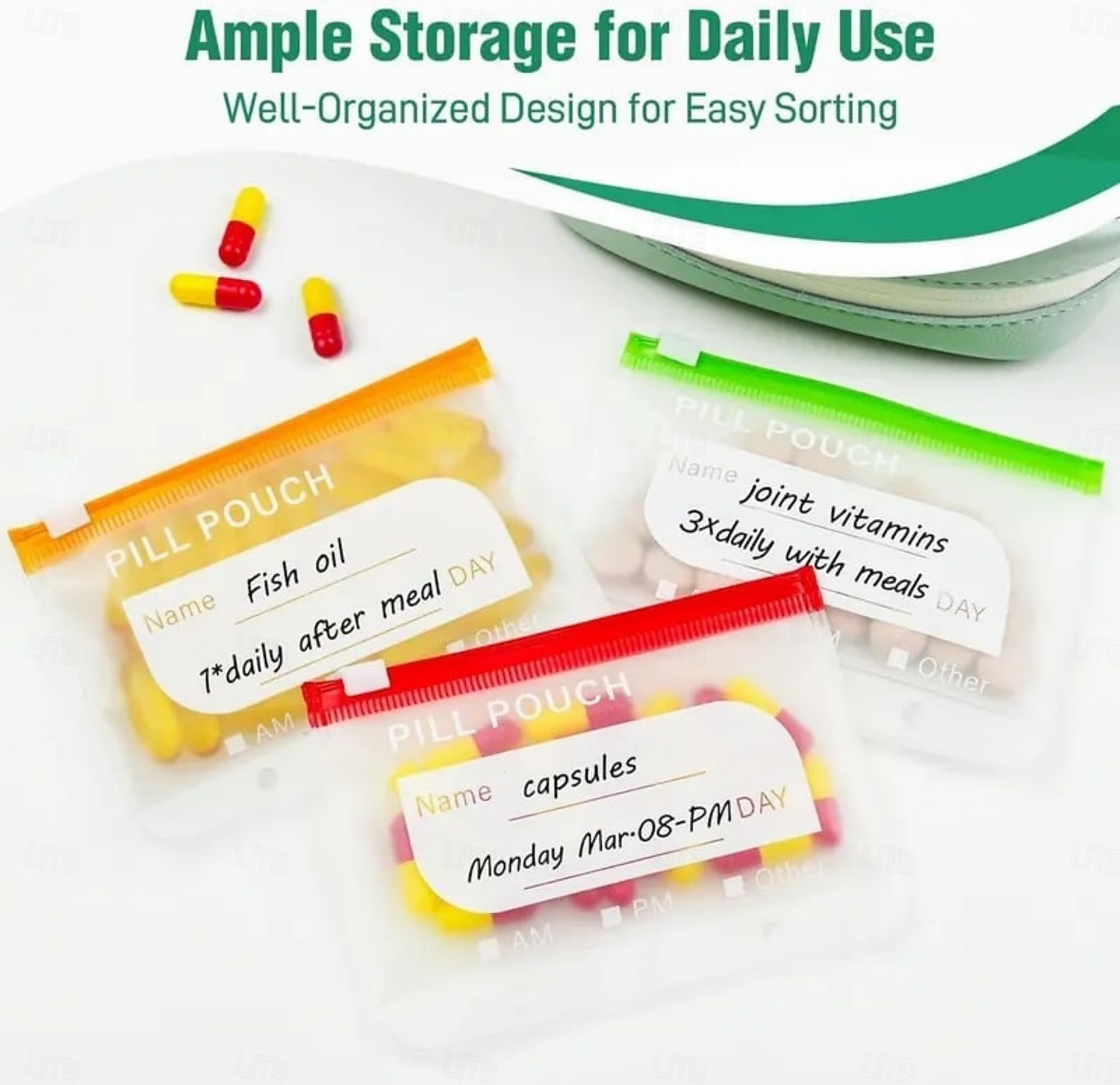 Set de pliculețe impermeabile A8 pentru medicamente de la 7 la 14 zile &vitamine rezistente la apă &Organizator mare de pastile cu carcasă rezistentă la strivire, timp de șapte zile, depozitare a 2026 - $25.99 –P3