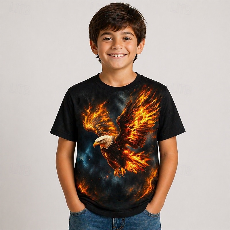 Ragazzi 3D Grafico Uccello Maglietta 3D Senza Maniche Manica Corta Stampa 3D Estate Punk Bambini 4-12 Anni Quotidiano Vestibilità regolare del 2026 a $15.99 –P2