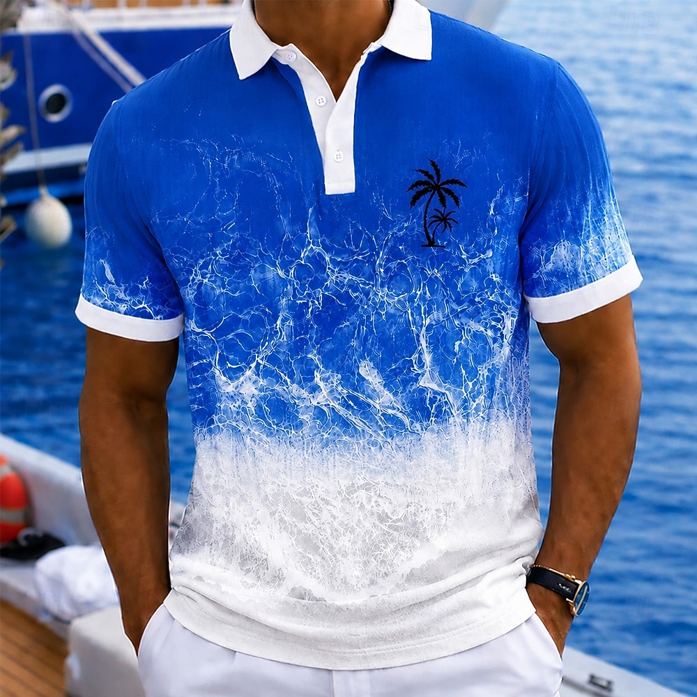 Męskie Ocean Drzewo palmowe Hawajskie koszulki polo Krótki rękaw Koszulki polo Koszule z kołnierzykiem Codzienny Ośrodek wczasowy Athleisure Ubrania wakacyjne Druk 3D Guziki Oddychająca siateczka 2026 - $22.99 –P2