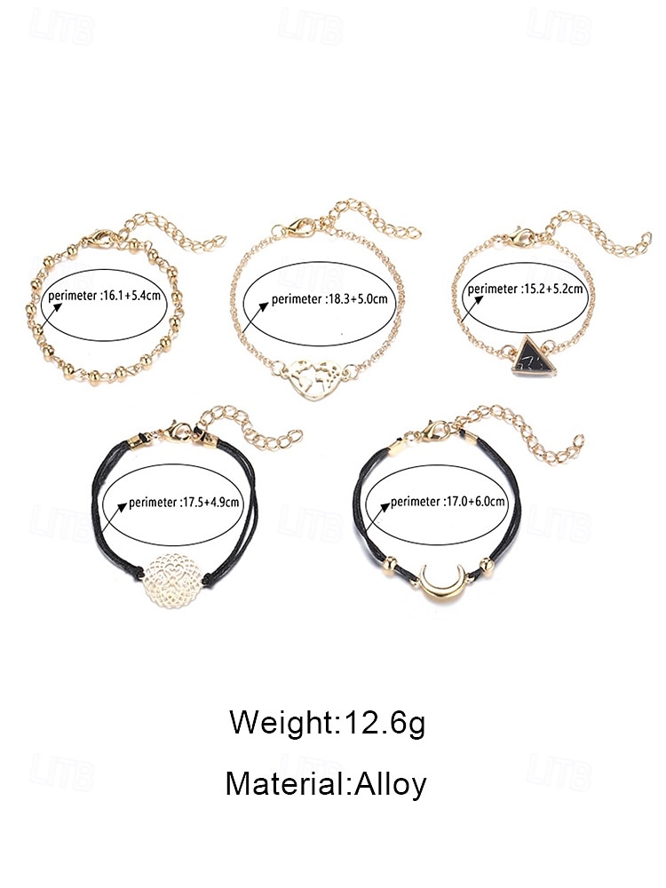 Women's Boho 6-Piece Stackable Bracelet Set, Alloy Multi-Design Pendant Layered Bracelets for Beach Vacation & Daily Casual Wear 2026 - $7.99 –P9