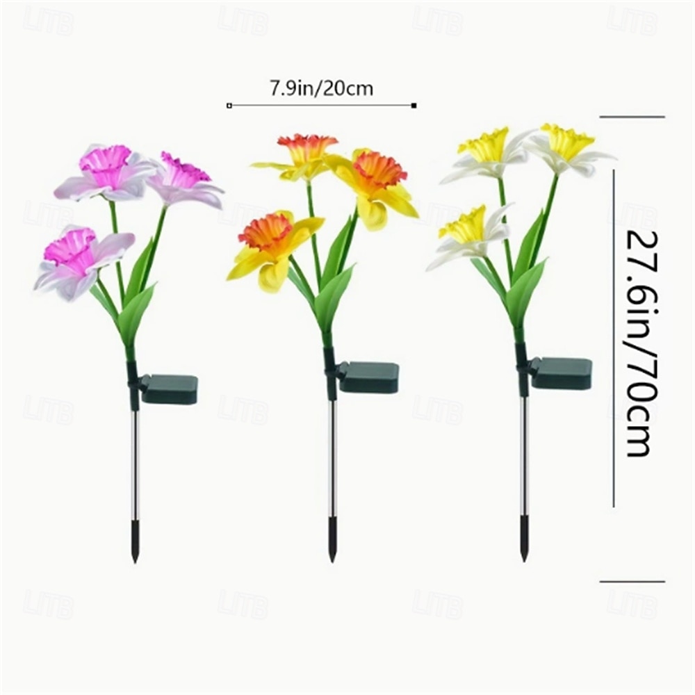 2pc New Solar Narcissus Pole Emits Warm Light, Petal Color Gradient Effect, Courtyard Garden Decoration Light, Lawn Light 2026 - $35.99 –P1
