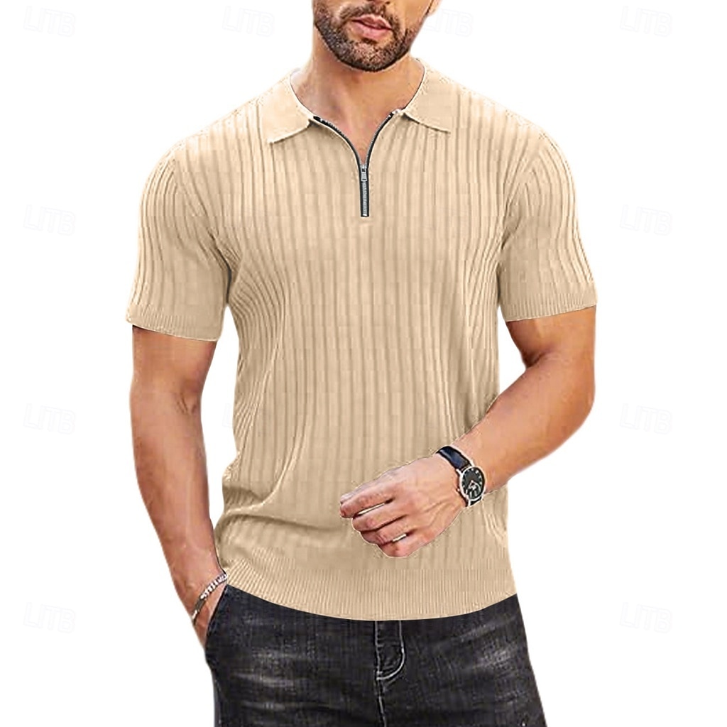Pánské Polokošile Polo na zip Ležérní Denní Klopa Krátký rukáv Módní Základní Bez vzoru Lehká váha Čtvrtletní zip Léto Jaro Černá Bílá Námořnická modř Khaki Armádní zelená Polokošile 2026 - $24.99 –P19