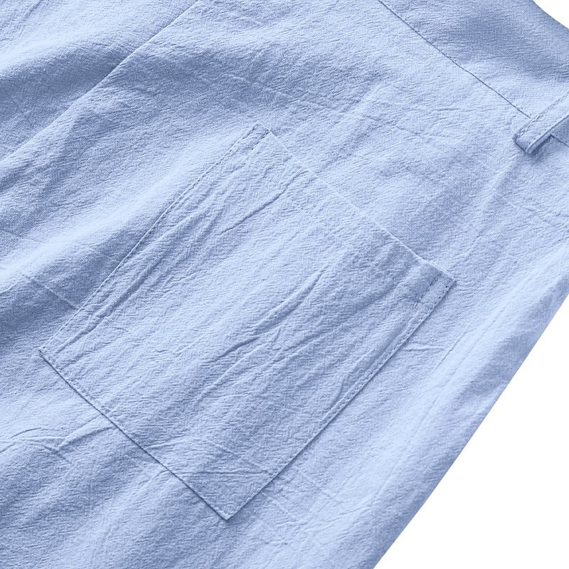Per uomo Pantaloni di Lino Pantaloni Pantaloni casual Pantaloni Estivi Pieghettato Bottoni Semplice Comodità Traspirante Lunghezza intera Quotidiano Affari Ferie Moda Stile Classico Blu Cachi del 2026 a $28.99 –P3