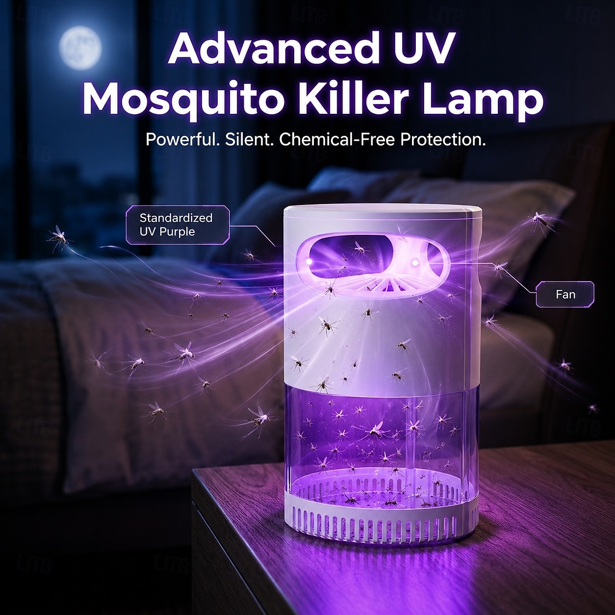 Piège à mouches des fruits, attrape-insectes volants, ventilateur intégré, pour moustiques, moucherons et autres insectes volants, tue-moustiques, lumière bleue efficace de 2026 ? $17.99 –P4
