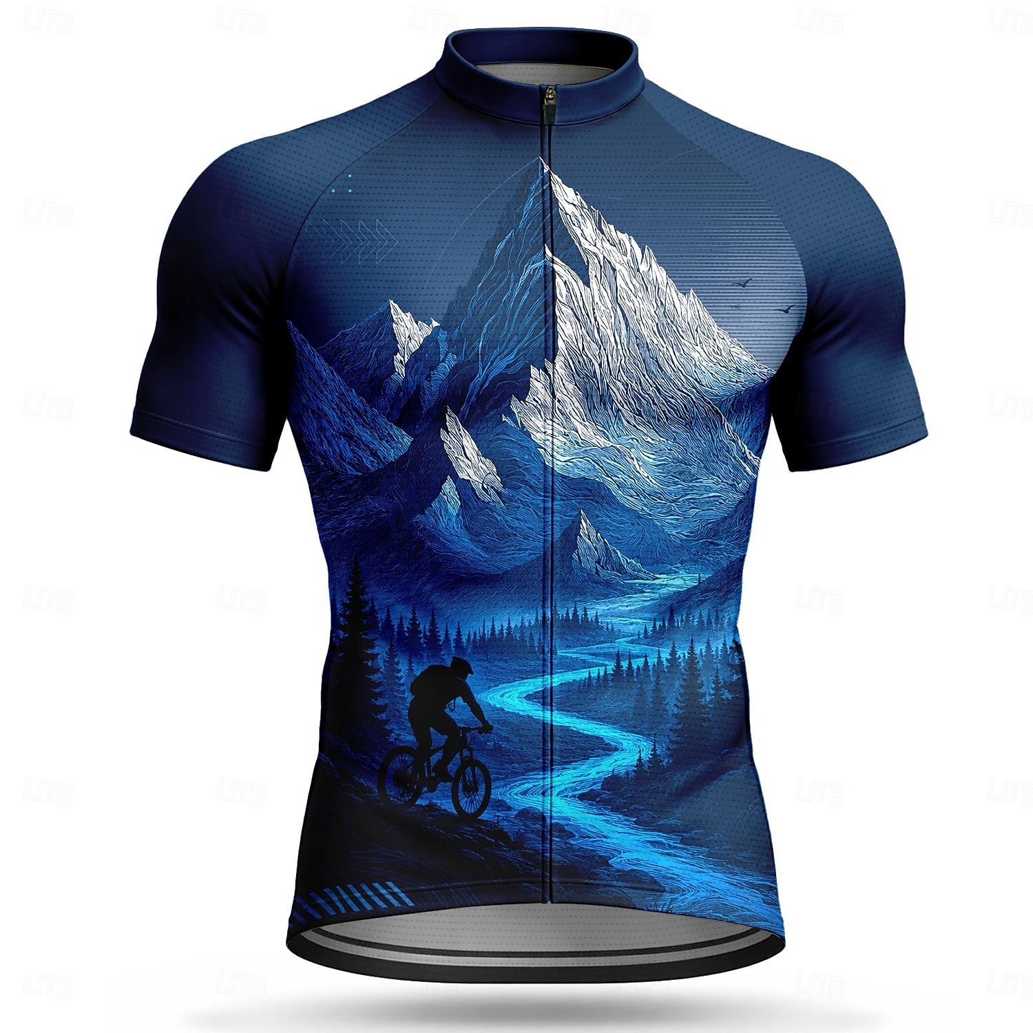 Men Cycling Jersey Geometric Short Sleeve Bike Jersey Top with 3 Rear Pockets UV Resistant Quick Dry With Pockets Front Zipper Sports Blue Clothing Apparel 2026 - $28.99 –P1