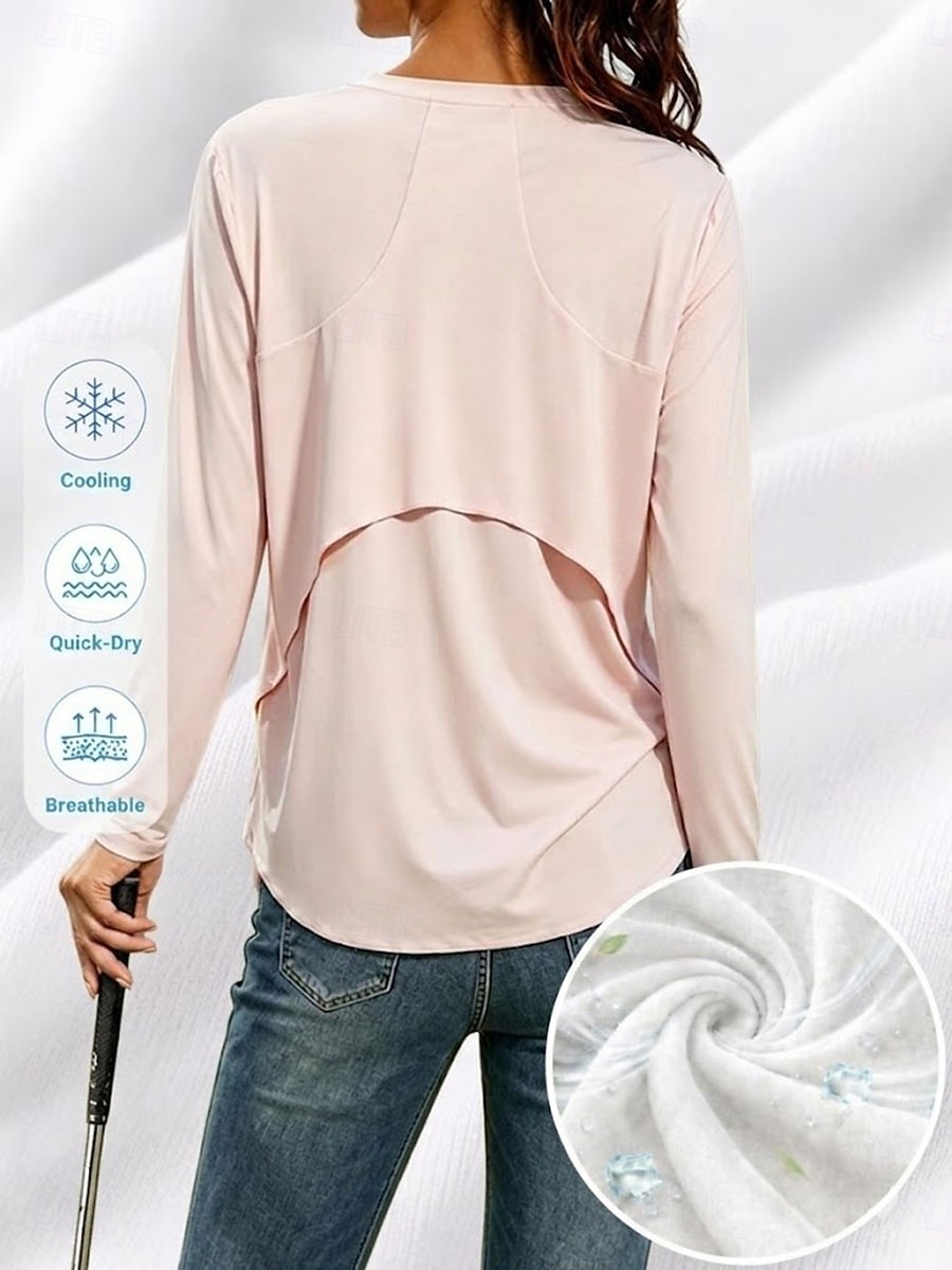 Femmes Evacuation de l'humidité Séchage rapide T-shirt Sensation de fraîcheur Élégant Classique manche longue Col ras du cou Hauts Réguliers Occasionnel Quotidien Salle de sport Noir Blanche Rose de 2026 ? $21.99 –P5
