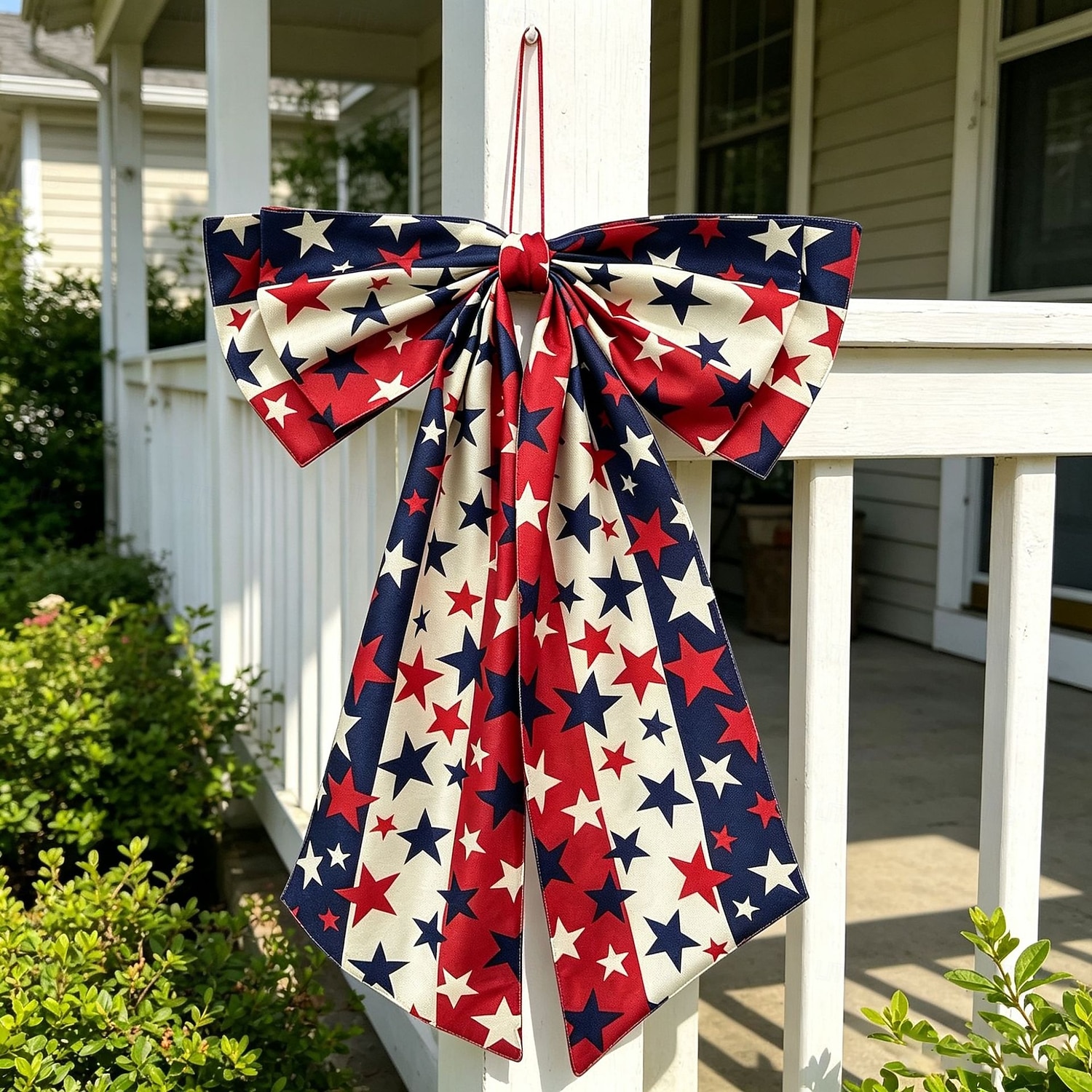 Fiocco decorativo per il 250° anniversario degli Stati Uniti, fiocco patriottico da appendere, rosso, bianco e blu, ghirlanda per la porta del 4 luglio, fiocco per la porta d'ingresso, portico, del 2026 a $18.99 –P8